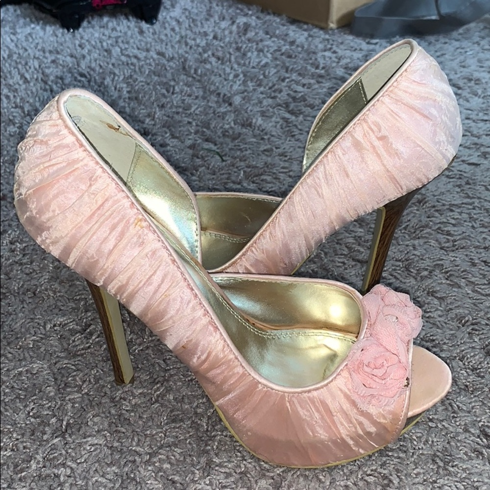 Pink peep toe platform - Picture 2 of 4